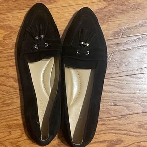 Talbots Black Suede Tassel Loafers